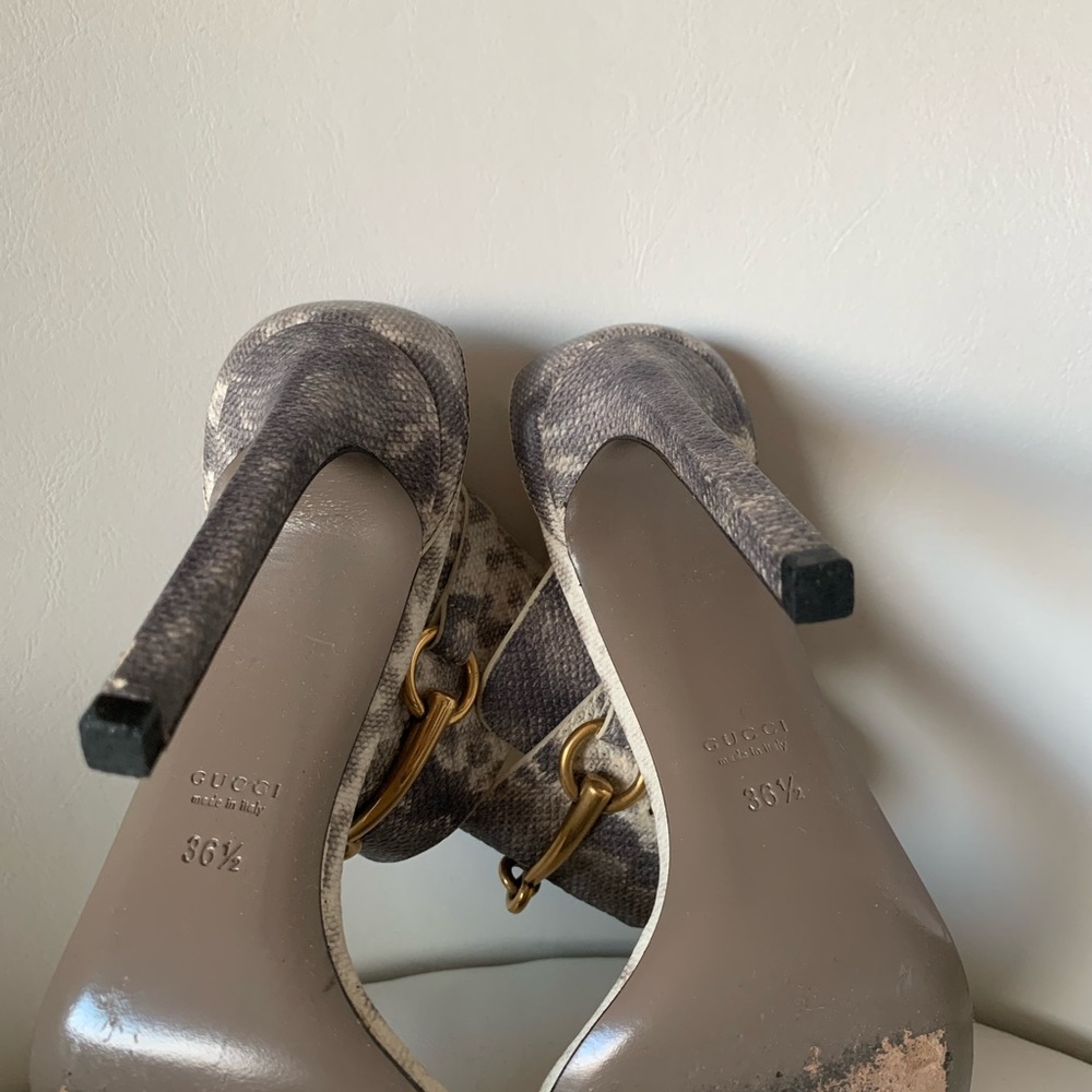 Gucci Python Embossed Ankle Strap Heels - 36.5 - image 2